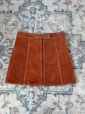 Topshop Rust Suede A-Line Mini Skirt